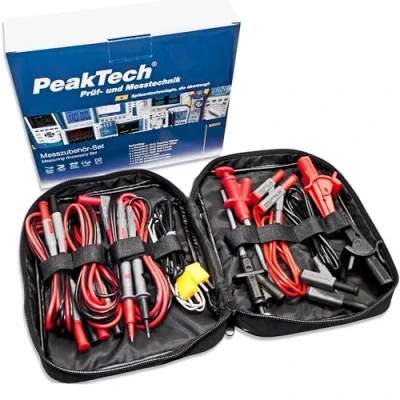 Abbildung von Peak Tech P 8200 Messzubehör Set für Digital Multimeter Messspitzen &amp; Krokodilklemmen mit Kabel, Messleitungen Messkabel Multimeter/Multimeter Kabel + Prüfspitzen