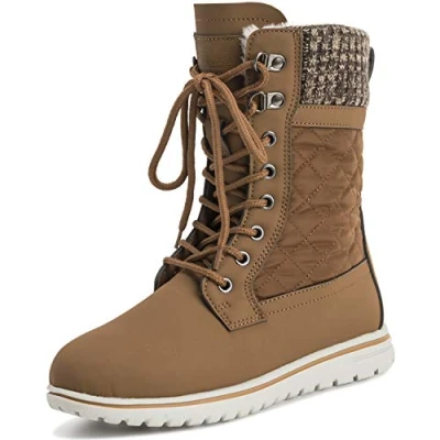 Abbildung von Polar Boot Damen Gesteppt Kurz Schnee Winter Kunstpelz Warm Dauerhaft Wasserdicht Stiefel 5 TAN38 AYC0527