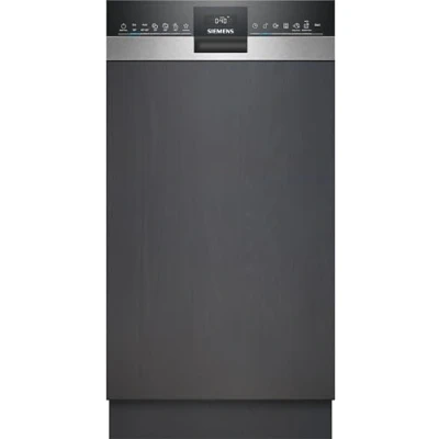 Abbildung von Siemens SR55ZS10ME, iQ500 Smarter Geschirrspüler Teilintegriert, 45 cm breit, Besteckschublade, Edelstahl, Zeolith Trocknung, extra leise, aquaStop, varioSpeed Kurzprogramm, Innenbeleuchtung