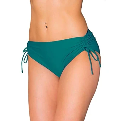 Abbildung von Aquarti Damen Bikinihose mit Raffung und Schnüren, Farbe: Smaragdgrün, Größe: 40