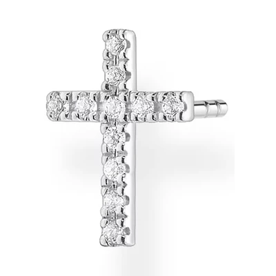 Abbildung von Thomas Sabo Damen Einzel Ohrstecker Kreuz silber, 925 Sterlingsilber