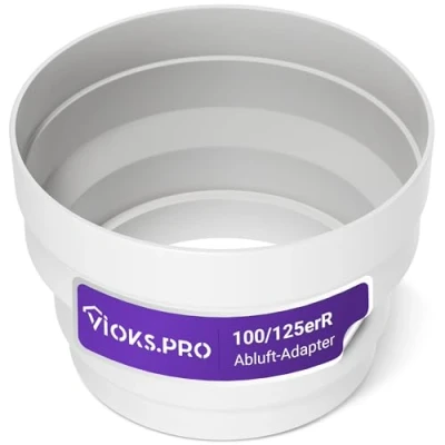 Abbildung von Viоks.pro Klimaanlage Abluftschlauch Adapter Reduzierstück 125 100 er Ø Rundanschluss PVC Übergang für 125er/100er Luftführungssysteme Lüftungsrohr Klimagerät/Abluftrohr Dunstabzugshaube