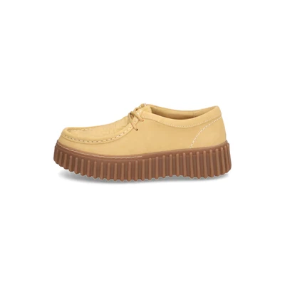 Abbildung von Clarks Torhill BEE Sportlicher Schnürer, Damen, Größe: 39.5, Golden tan Veloursleder
