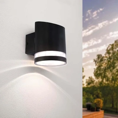 Abbildung von Ledvion Elara, Solar Wandleuchte, Schwarz, Innen &amp; Außen, Wandlapme, Außenlampe, 3000K, 150 Lumen, Solarlampe wiederaufladbar