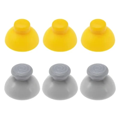 Abbildung von EMSea 6 Stück analoge Joystick Kappen, Ersatz für Nintendo GameCube Controller, Zubehör Sticks aus ABS, gelb und grau
