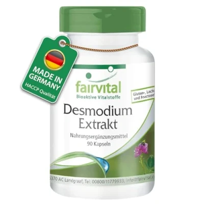 Abbildung von Fairvital Desmodium Extrakt 90 Kapseln 7 fach konzentriert 10,5 g pro Tagesverzehr Hochdosiert 100% vegan Qualitätsgeprüft Made in Germany