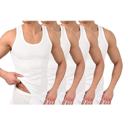 Abbildung von BestSale247 4 Stück Herren Classic Unterhemd Tank Top Supergekämmte 100% Baumwolle (9 3XL, Weiß)