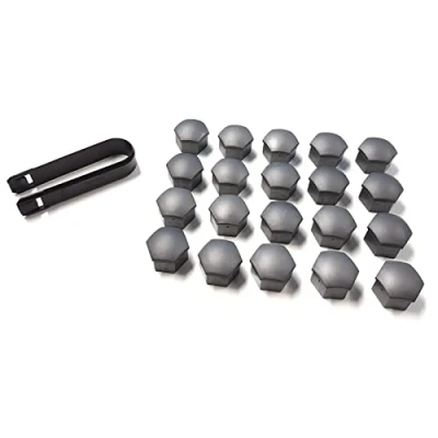 Abbildung von Skoda 000071215PZ37 Abdeckkappen Radschrauben Radschraubenkappen, 20 Stück inkl. Abziehhaken, Silbergrau matt *** nur für Standard