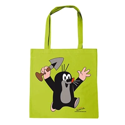 Abbildung von Logoshirt® Der kleine Maulwurf I Juhu wiederverwendbare Tasche Stofftasche Baumwolltasche bedruckt 100% Baumwolle mit langen Tragegriffen lemongrün lizenziertes Originaldesign