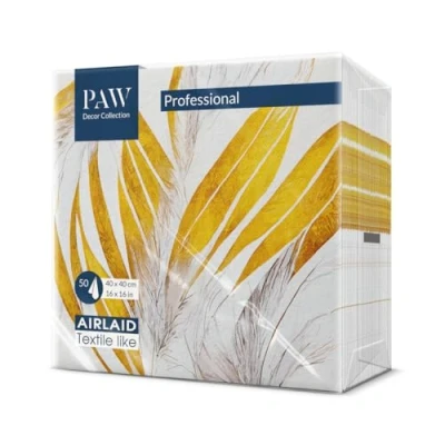 Abbildung von PAW Servietten aus Airlaid Stoffähnlich (40 x 40 cm) I 50 Stück Ideal für Hochzeit, Taufe, Kommunion, Geburtstag Hochwertige Tischdeko Stoffservietten Engelsfedern Angel Feathers