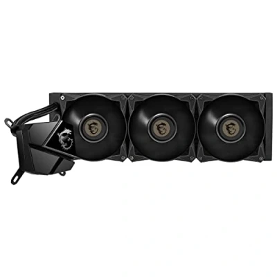 Abbildung von MSI MAG CORELIQUID P360 AIO CPU Wasserkühlung, Klavierlackoptik Schwarz, integrierte Lüfterpumpe, Split Flow verdampfungssichere Schläuche, einfache Montage AMD &amp; Intel kompatibel