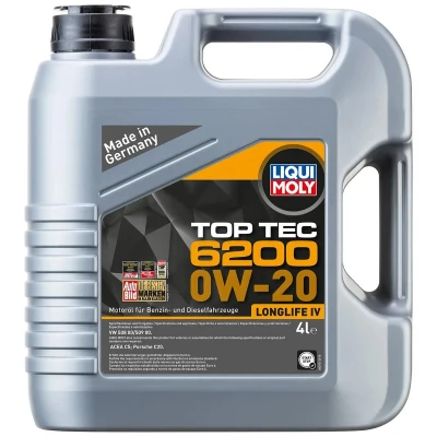 Abbildung von Liqui Moly Top Tec 6200 0W 20 4l Motoröl 20788 AUDI: Q2, Q3, A6 C7 Avant, VOLKSWAGEN: Golf 7, Polo V Hatchback, Sharan II, SKODA: Kamiq
