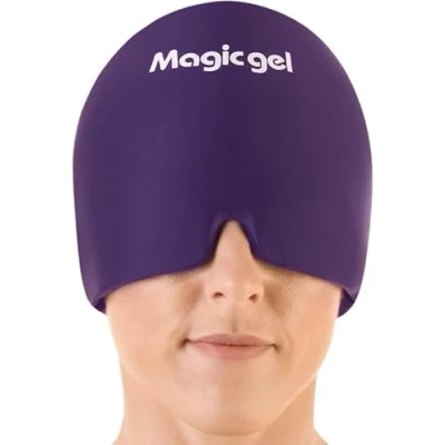 Abbildung von Magic Gel Migräne Eis Kopfwickel Echte Linderung von und Kopfschmerzen Die Original Kopfschmerzkappe Kalt, angenehm, dunkel kühl; Ärzten empfohlen, Tausenden geliebt (Lila)