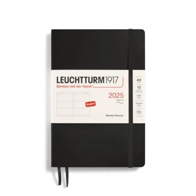 Abbildung von LEUCHTTURM1917 370784 Wochenkalender 2025, Medium A5 Softcover 12 Monats Planer, liniert Schwarz, Englisch
