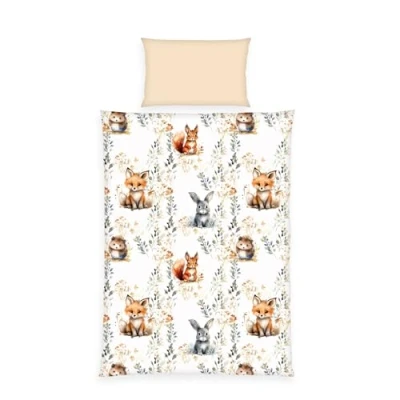 Abbildung von Herding babybest Bettwäsche Little Forest, Kopfkissenbezug ca. 40 x 60 cm, Bettbezug 100 135 Mit Knopfleiste und Hoteleinschlag, 100% Baumwolle, Flanell