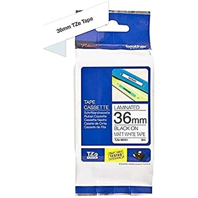Abbildung von Brother Original TZe M261 mattes Schriftband schwarz auf weiß 36 mm breit, 8 m lang