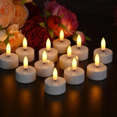 Abbildung von EXTSUD 12 Stück LED Teelichter mit Timer Batteriebetriebene Kerzen Tea Light Flammenlose Kerzenlicht Nachtlicht Elektrische Jugendweihe Windlicht Tischlicht Wohnzimmer Deko