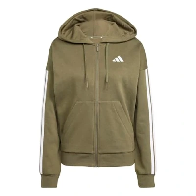 Abbildung von adidas Damen Essentials 3 Stripes Full Zip Fleece Hoodie, Olive strata/White, S