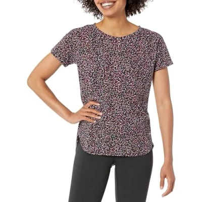 Abbildung von Amazon Essentials Damen Leichtes Fitness T Shirt mit Rundhalsausschnitt und lockerer Passform (in Übergröße erhältlich), Schwarz Konfettimuster, M