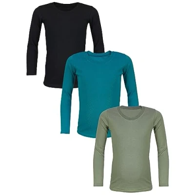 Abbildung von TupTam Kinder Unisex Unterhemd Langarm 3er Pack, Farbe: Farbenmix 3, Größe: 122