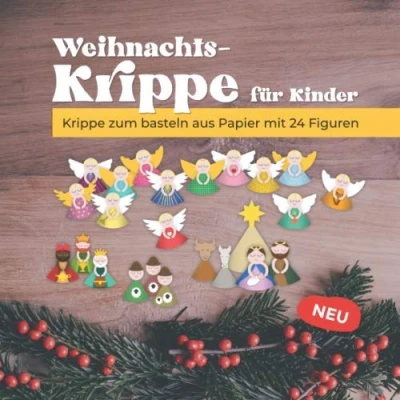 Abbildung von Weihnachtskrippe für Kinder: Krippe zum basteln aus Papier mit 24 Figuren