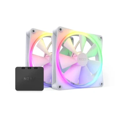 Abbildung von NZXT F140 RGB Fans RF R14DF W1 Erweiterte Anpassung der Beleuchtung Flüsterleise Kühlung Twin (RGB Lüfter und Controller INKLUSIVE) 140mm Weiß
