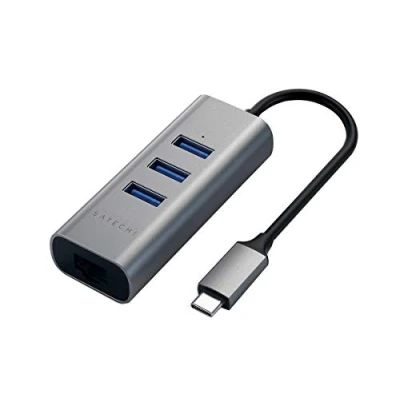 Abbildung von Satechi Type C 2 in 1 3 Port USB 3.0 Hub &amp; Ethernet space gray ST TC2N1USB31AM