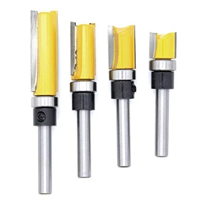 Abbildung von DingGreat 4 teilig Bündigfräser with Schaft 1/4 Zoll, Professional Zubehör, Holz Fräser Router Bit Oberfräser