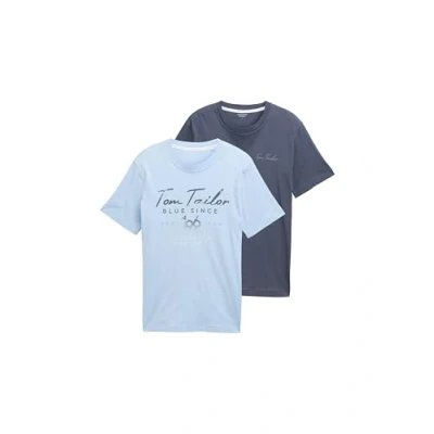 Abbildung von TOM Tailor 2 PACK Tshirt print, Herren, Größe: 3XL, Blueish grey