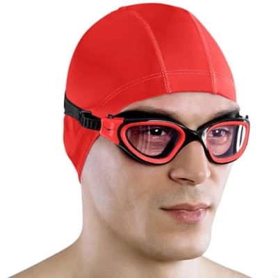 Abbildung von AqtivAqua Photokromatische Schwimmbrille Herren Damen Schwimmbrillen Erwachsene Kinder DX H (Rot, Fotochromatische)