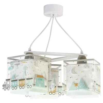 Abbildung von Dalber Lampe kinderzimmer, kinderlampe Pendelleuchte Hängelampe, Deckenleuchte Kinder, Deckenlampe kinderzimmer 3 Lichter Zug Farben Trainieren The Night Train, 63534, E27