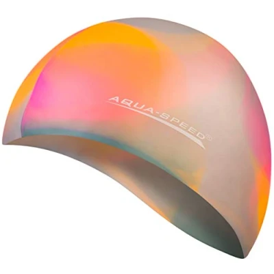 Abbildung von Aqua Speed Bunt Schwimmmütze + Kleines Mikrofaserhandtuch Damen &amp; Herren Bunte Badekappe für Mädchen Jungs Kids Bademütze wasserdicht Badehaube Schwimmhaube Silikon 07. / 50