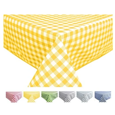 Abbildung von Wachstuch Tischdecke Abwaschbar Eckig 140 x 240 cm Kariert Karo Gelb