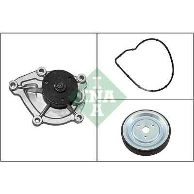 Abbildung von INA 538 0466 30 Wasserpumpe mit Riemenscheibe Dichtung 125 für Keilrippenriementrieb BMW: 3 Saloon, 1 Hatchback, Touring, CITROËN: C3 II