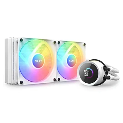 Abbildung von NZXT Kraken 240 RGB RL KR240 W1 240mm AIO CPU Wasserkühlung 1,54&quot; LCD Display 240x240 2x120mm Core Fans EIN Breakoutkabel zur einfachen Installation anpassbar durch CAM Weiß