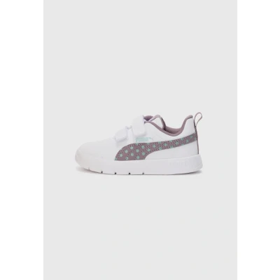 Abbildung von Puma Courtflex V3 Dotty Unisex Laufschuh Straße für Kinder, Größe: 26, White/plum jam/light moss Schuhe