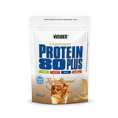 Abbildung von WEIDER Protein 80 Plus Mehrkomponenten Pulver, Eiweißpulver für cremige, unverschämt leckere Eiweiß Shakes, Kombination aus Whey, Casein, Milchprotein Isolat &amp; Ei Protein, Toffee Karamel, 500g