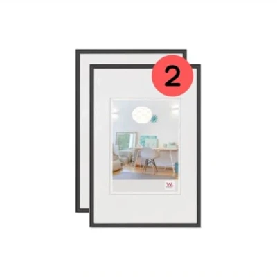 Abbildung von walther design Bilderrahmen schwarz 50 x 60 cm Doppelpack, New Lifestyle Kunststoffrahmen KV060BD