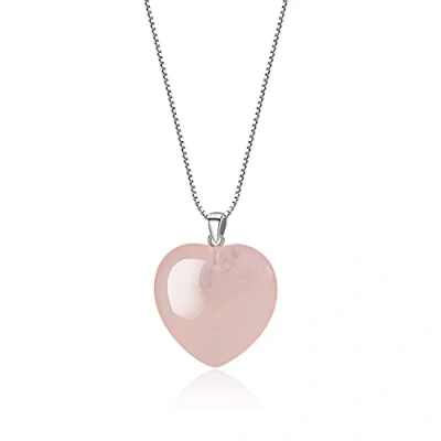 Abbildung von COAI Geschenkideen Damen 925 Sterling Silber Glückskette mit Herz Anhänger Liebe aus Rosenquarz Heilstein Kette