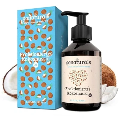 Abbildung von GoNaturals Fraktioniertes Kokosöl 250ml 100% Reines natürliches Kokosnussöl Coconut Oil for hair, flüssig, Haare, Haut &amp; Nägel Schnelleinziehend und Nicht Fettend