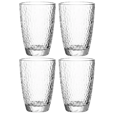 Abbildung von Leonardo Matera Trinkgläser Set 4 teilig Hochwertiges Glas in Hammerschlag Optik Inhalt 340 ml Spülmaschinenfest, robust 4er transparent, 077408