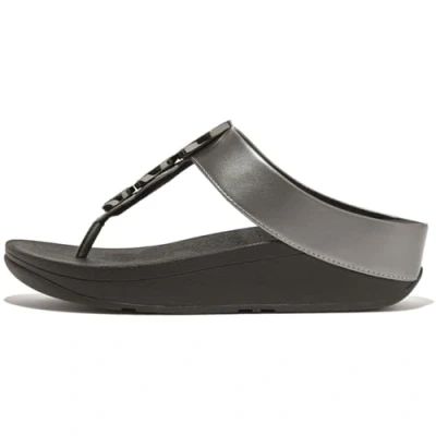 Abbildung von Fitflop Damen Halo Bead Circle Metallic Toe Post Keilsandale, Pewter Black, 38 EU