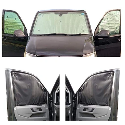 Abbildung von Fensterrollo Set Kombatibel Mit Ford Transit (2003 2014)(Frontset) Rückenfarbe in Anthrazit, Reversibel und Thermisch