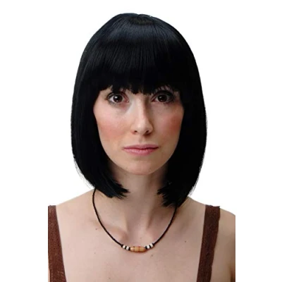 Abbildung von WIG ME UP 7803 1 Perücke Damenperücke kurz Bob Pony geschwungene Spitzen schwarz tiefschwarz