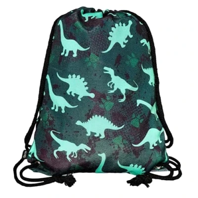 Abbildung von HECKBO Dinosaurier Turnbeutel für Kinder Wasserdicht, Verstellbare Kordeln, Leicht zu Reinigen Sportbeutel Junge Mädchen, Dinosaurier, 40cm x 32cm, Polyester &amp; Baumwolle