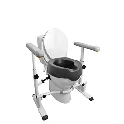 Abbildung von KMINA Toilettensitzerhöhung 10 cm + Toilettengestell WC Aufstehhilfe (Pack), Breitenversetellbares Toilettengestell, Toilettem, Toilettenstütz, Stützhilfe