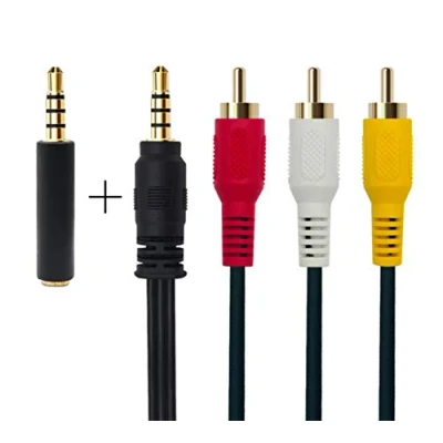 Abbildung von QiCheng &amp; LYS Av Camcorder Video Kabel, 3,5 mm Stecker auf 3 RCA Stereo Audio AUX Kabel für Smartphones MP3 Tablets Lautsprecher Heimkino (3,5 gerade 2,5m)