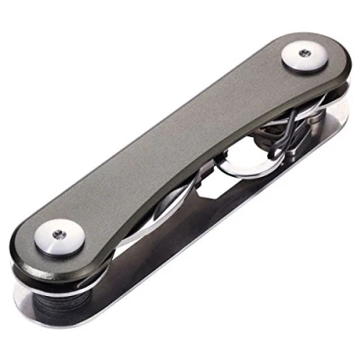 Abbildung von TROIKA CLEVER Key KCL81/TI Schlüssel Organizer für max. 6 Organizer, kompakter Schlüsselbund Zusatzfunktionen Flaschenöffner Karabinerhaken Original