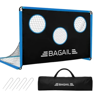 Abbildung von BAGAIL Fußballtor, 2 in 1 Fußballnetz mit Zielscheibe, Kommt Tragbarer Tragetasche, Einfach zu Montieren, Ideal für Gartenschießtraining und Freizeitspiele, 6 x 4 Fuß