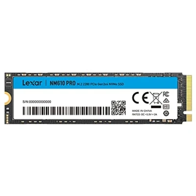Abbildung von Lexar NM610PRO 1TB SSD, M.2 2280 PCIe Gen3x4 NVMe 1.4 Internal, Up to 3300 MB/s Read, 2600 Writes, Internes 3D NAND Flash Solid State Laufwerk für Laptop, Desktop Computer, PC